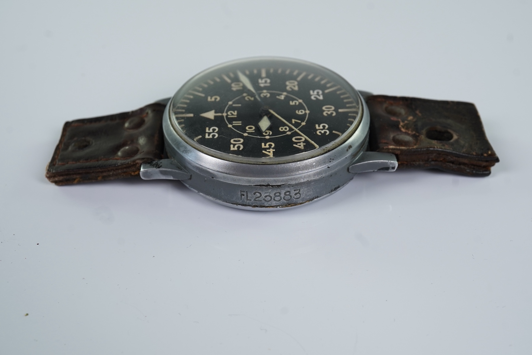 A gentleman's nickel plated brass German Laco B-UHR WWII Luftwaffe Navigators manual wind wrist watch, circa 1941